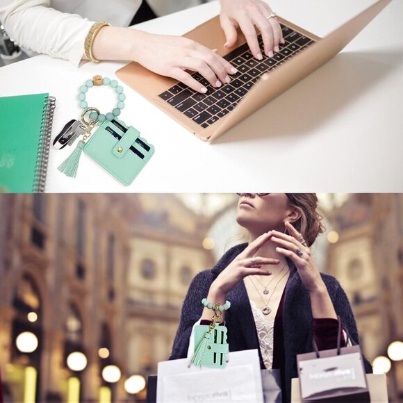 Mini Wallet Keychain Wristlet Beaded Bracelet For Women Gift - Picture 5 of 6